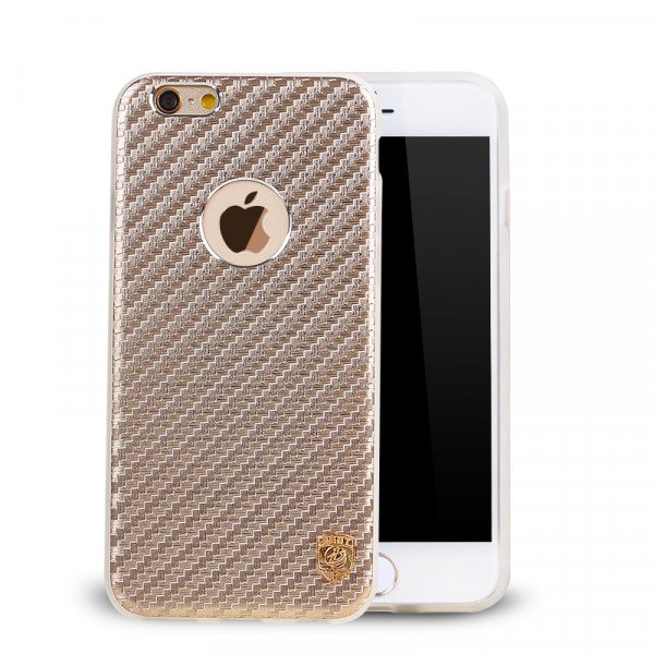 Wholesale iPhone 7 Plus Carbon Fiber Armor Hybrid Case (Champagne Gold)